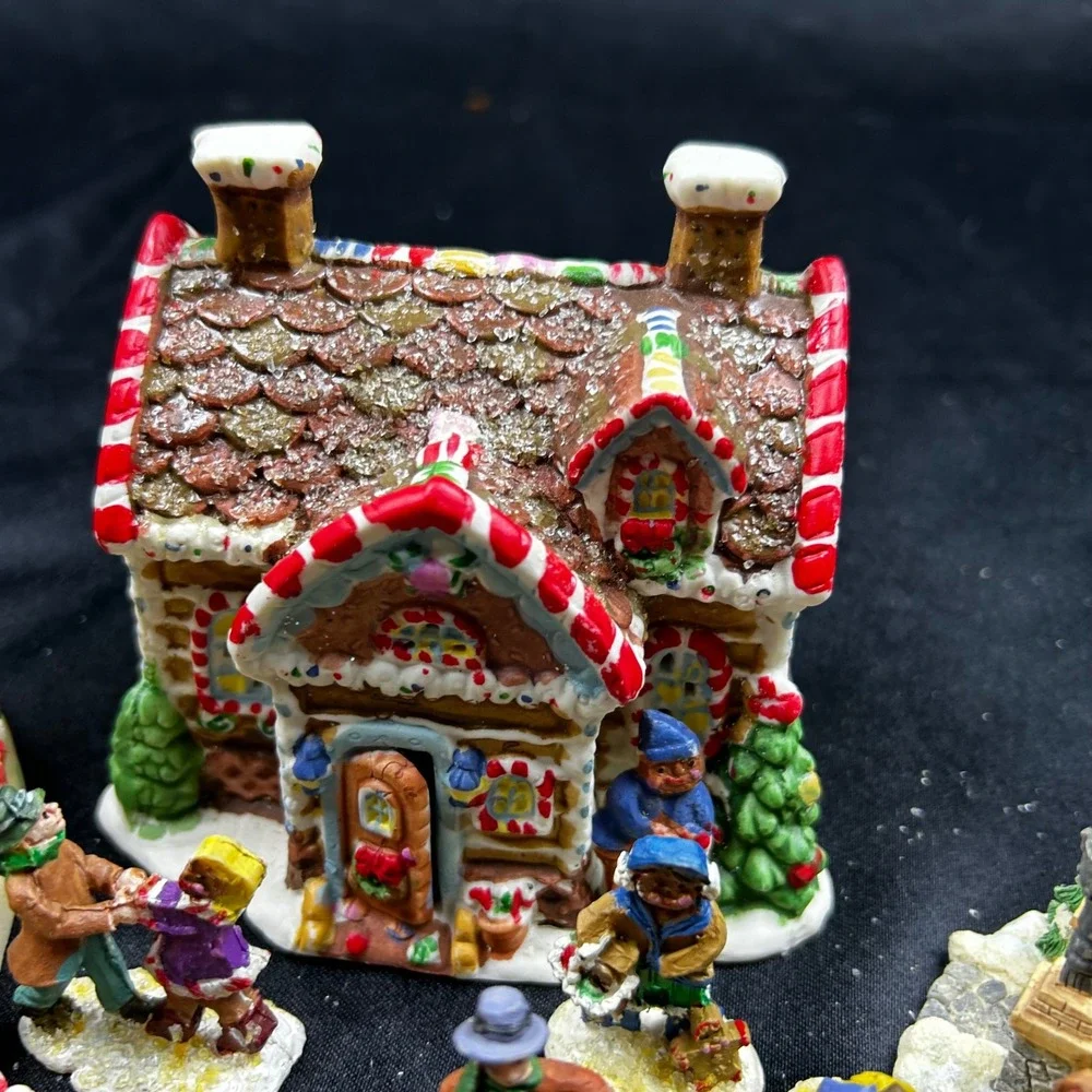 Greenbrier International Gingerbread Christmas Village Set House Bridge Figures